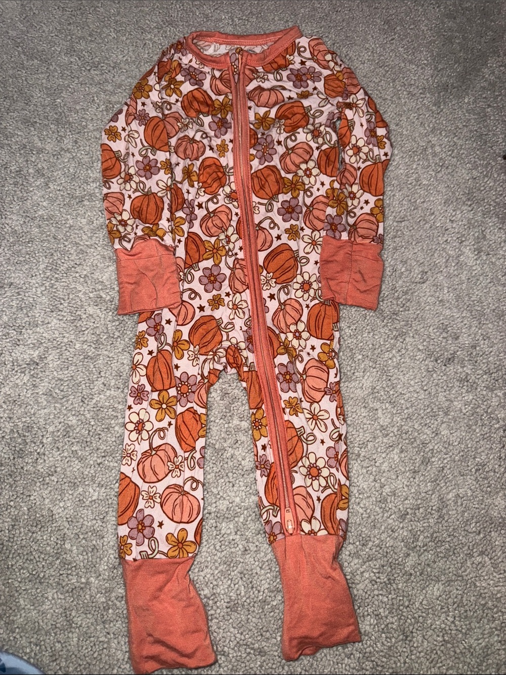 In my jammers bamboo fall pumpkin zipper romper